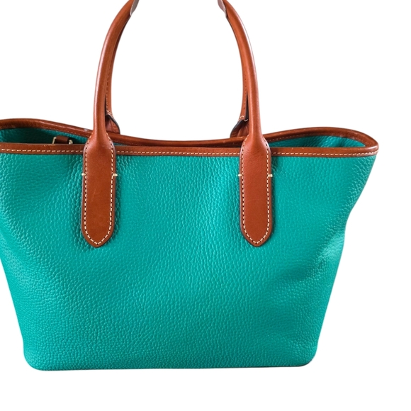 Dooney & Bourke Teal and Brown Leather Tote Bag - Picture 5 of 16